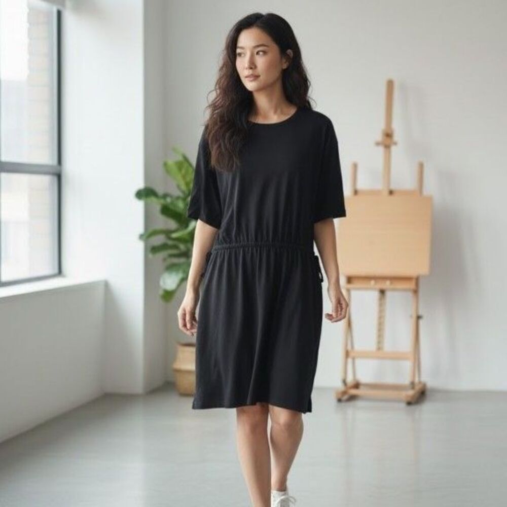 Old Navy Side Tie Cotton Dress in Black Size XL